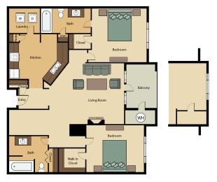 2 bed 2 bath Chastain with 1291sq. ft. at The Atlantic Buckhead, Atlanta, GA
