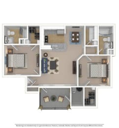 Garrison 2 bed| 2 bath SQFT 1062 at The Atlantic BridgeMill, Canton, GA