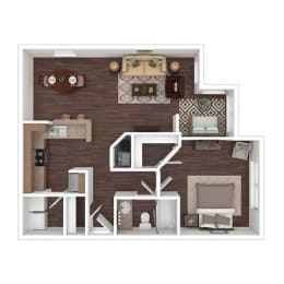 1 Bedroom 1 Bathroom Floor Plan at The Atlantic River West, Atlanta, 30336