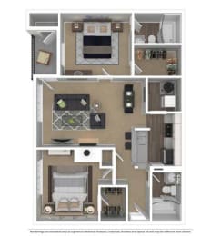 Beds: 2, Baths: 2, SQFT: 960 - Morningside Courts at Morningside Courts, Georgia, 30324
