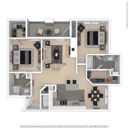 2x2 1,136 sqft at Franciscan of Arlington, Texas