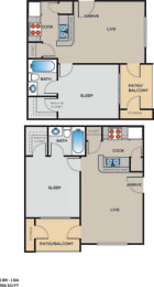 1 Bedroom Floor Plan at Magnolia Terrace, North Carolina