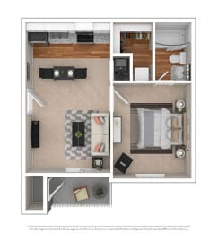 Emory 1 Bed | 1 Bath | 550 sq ft.  at Sloan Square, Atlanta, GA, 30329.
