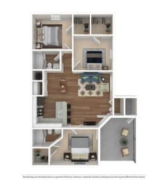 3 bed 2 bath B The Fredricksburg Floor Plan at The Atlantic Grand Oaks, Austin