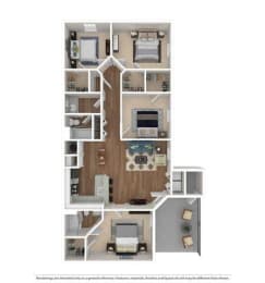 4 bed 2 bath B The Travis Floor Plan at The Atlantic Grand Oaks, Austin, TX, 78748