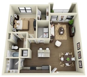 1 Bed 1 Bath Floor Plan  at The Atlantic McKinney Ranch, Texas