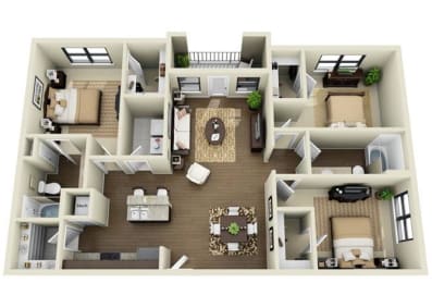 3 Bed 2 Bath Floor Plan at The Atlantic McKinney Ranch, McKinney, TX, 75070