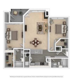 a floor plan of a house with a bedroom and a living room at Village of Hawks Creek Apartments, Westworth Village, TX
