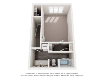 Floor Plan 1 Bed 1.5 Bath Regency Renovated