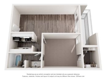 Floor Plan 1 Bed 1 Bath Ellington