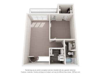 a floor plan of a 1 bedroom apartment with a bathroom