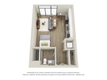 Whitmore II - Studio, 1 Bath - Downtown Kalamazoo, MI Apartments - 400 Rose