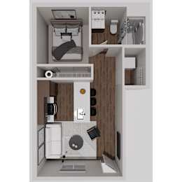 A1 Studio 3D Floorplan at Solhaven Grand Chute, Appleton