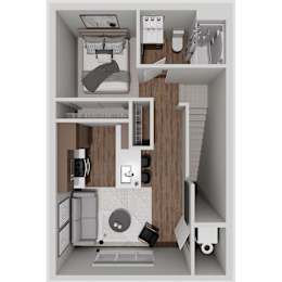 A2 Studio 3D Floorplan at Solhaven Grand Chute, Appleton, WI 54913