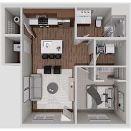 B1 One Bedroom One Bathroom 3D Floorplan at Solhaven Grand Chute, Appleton, 54913