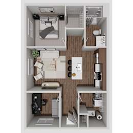 C1 One Bedroom One Bathroom 3D Floorplan at Solhaven Grand Chute, Appleton, WI