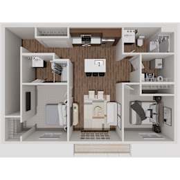 D3 Two Bedroom Two Bathroom 3D Floorplan at Solhaven Grand Chute, Wisconsin 54913