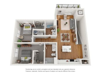Floor Plan  a stylized floor plan of a 1 bedroom310 sqft