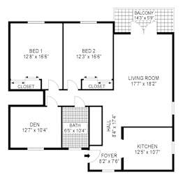 A black and white image of a floor plan for a house.