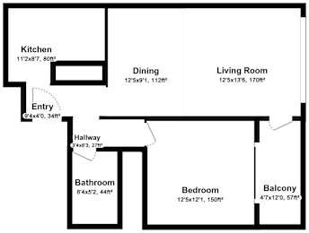 1 Bed 1 Bath Floor Plan at Hamilton Woods, Novato, CA 94949