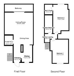 2 Bed 1 Bath Floor Plan at Posada East, Novato, CA