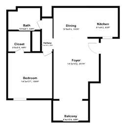 1 Bed 1 Bath Floor Plan at Vintage Pointe, Rohnert Park, 94928
