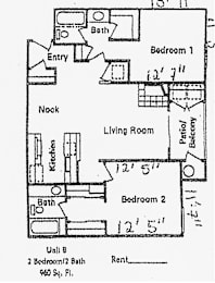2 bedroom 2 bath floorplan at Vintage Pointe Apartments, California