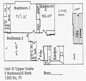3 bedroom 2 bath floorplan at Vintage Pointe Apartments, Rohnert Park