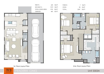 3 bedroom 2.5 bathroom Floor Plan 3303 at Pradera Oaks, Bonney, TX, 77583
