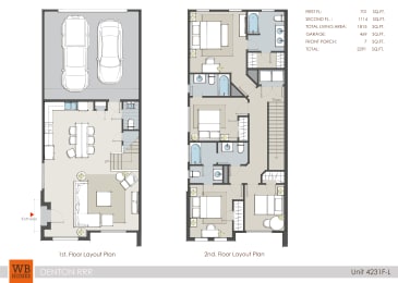 4 bedroom 3.5 bathroom 4231F Floor Plan at The Residences at Rayzor Ranch, Denton, TX, 76207