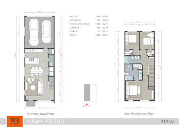 A floor plan for Audra Heights shows two different layouts with a total living area of 1438 square feet.