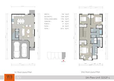 Two floor layout plans for a 5A-Plex-Unit 3252-L with dimensions and area details.