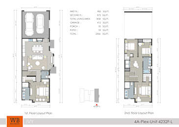 Two floor plan images for a 4A-Plex-Unit 4232F-L with a total living area of 2306 square feet.