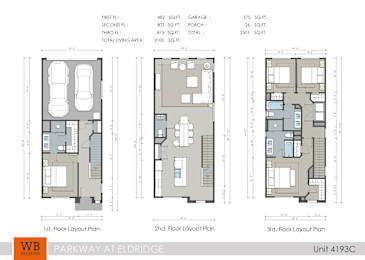 Three floor plans for a property at Parkway at Eldridge, Unit 4193C.