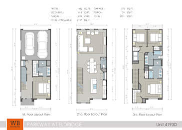 A set of three floor plans for a property at Parkway at Eldridge.