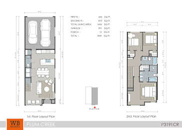 A floor plan for a two-story home with a garage and living areas.