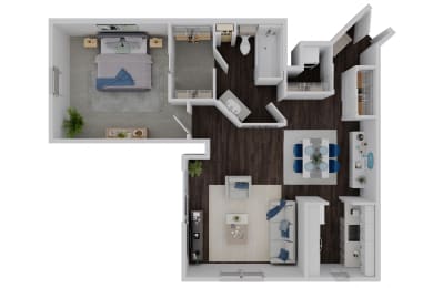 the bungalow floor plan with bedroom and living room