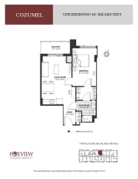 a floor plan of the one bedroom unit