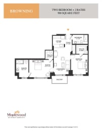 a floor plan of the two bedroom apartment