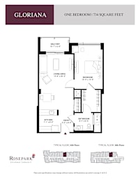 a floor plan of a 1 bedroom apartment