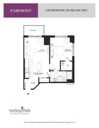 a floor plan of one bedroom apartment