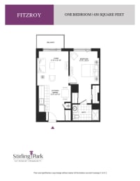 a floor plan of one bedroom apartment