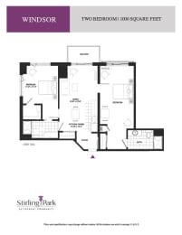 a floor plan of the two bedroom unit