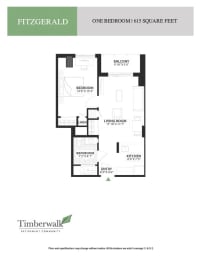 a floor plan of the one bedroom unit