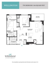 a floor plan of the two bedroom unit