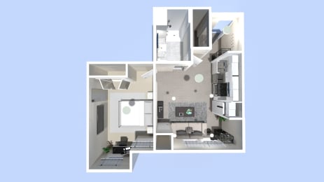 a floor plan of a house with a bedroom and a living room