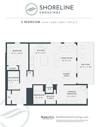 Shoreline Crossings 2 Bedroom Corner Rental Apartment