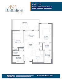 A floor plan for a 40th Battalion apartment unit.
