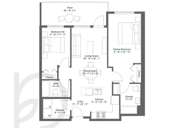  Floor Plan 2 Bedroom A (Accessible)