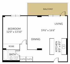 a floor plan of a house with a bedroom and a living room
